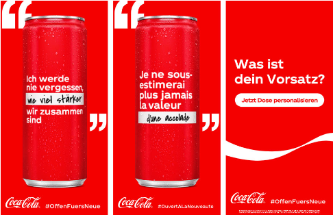 Coca-Cola limited edition with personalized messages for optimism #OpentoBetter