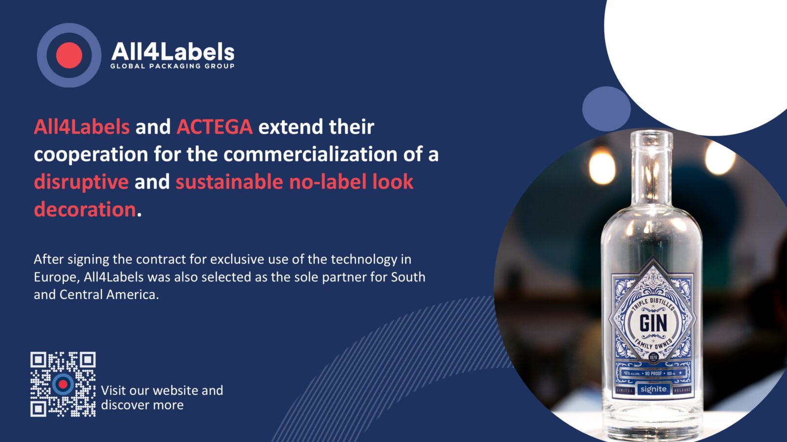 All4Labels and ACTEGA extend their cooperation for the commercialization of a disruptive and sustainable no-label look decoration.